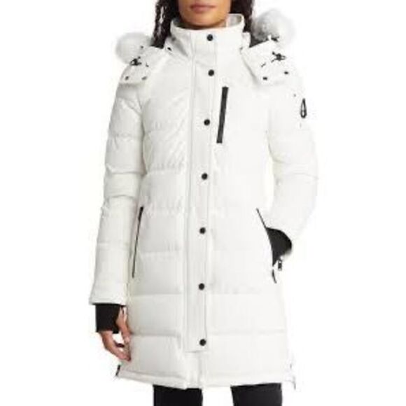 Moose Knuckles Women's White Down Puffer Snow Winter Jacket Size Small NWOT - Picture 1 of 16